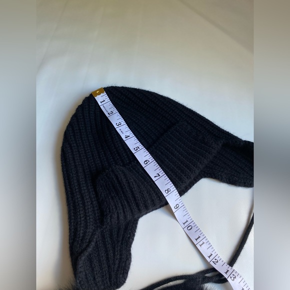 Sofia cashmere black Pom Pom tie poms hat 100% cashmere soft ear warmer … - Picture 8 of 8